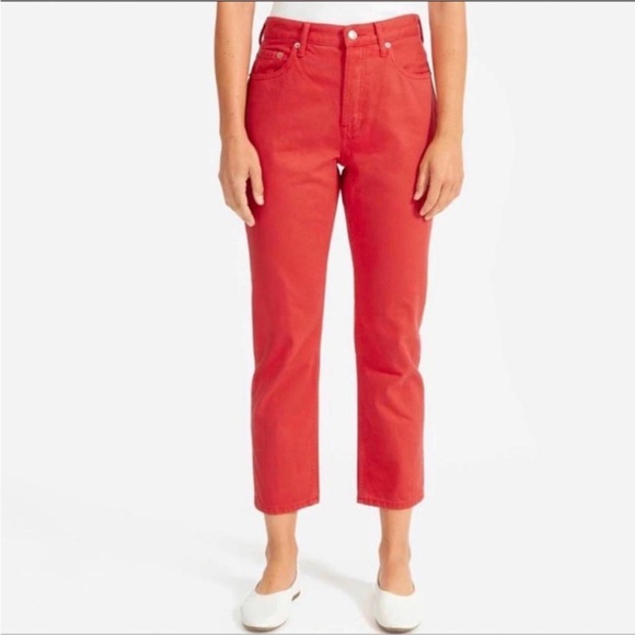 EVERLANE | THE CHEEKY JEAN IN BOLD & BRIGHT RED, SIZE 32 CROP - Picture 1 of 7